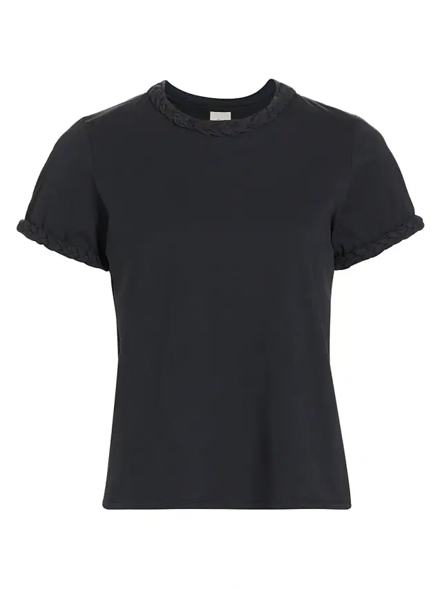Women's Braided Cotton Pullover Tee - Navy