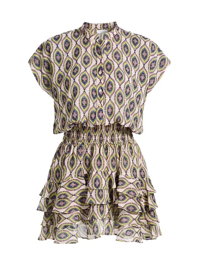 MISA Los Angeles Women's Evie Printed Chiffon Minidress - Mosaic Eye