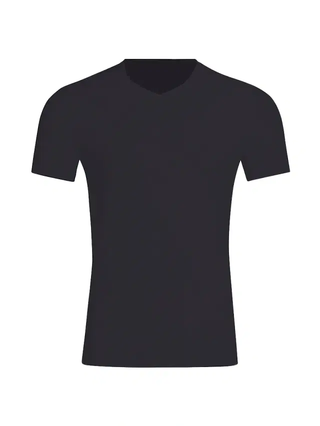 Commando Men's Premier Stretch-Cotton V-Neck Undershirt - Black
