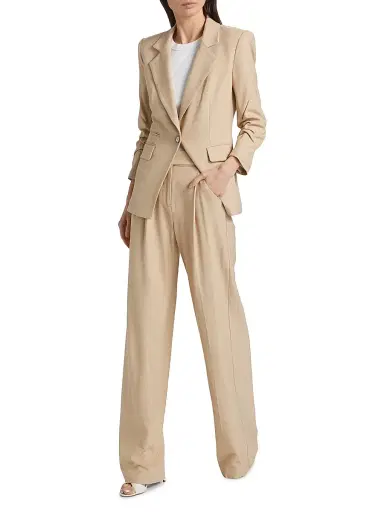 Veronica Beard Women's Battista Single-Breasted Dickey Jacket - Stone Khaki | Thumbnail 2