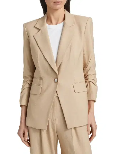 Veronica Beard Women's Battista Single-Breasted Dickey Jacket - Stone Khaki | Thumbnail 3
