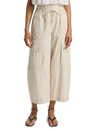 DEREK LAM 10 CROSBY Women's Ruth Cotton Poplin Wide-Leg Crop Cargo Pants | Thumbnail 3
