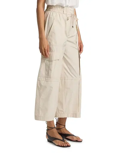 DEREK LAM 10 CROSBY Women's Ruth Cotton Poplin Wide-Leg Crop Cargo Pants | Thumbnail 4