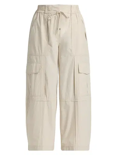 DEREK LAM 10 CROSBY Women's Ruth Cotton Poplin Wide-Leg Crop Cargo Pants | Thumbnail 1
