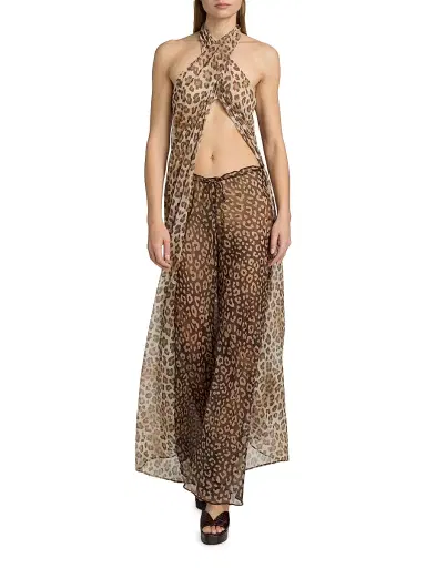Ramy Brook Women's Alayna Leopard Print Cover-Up Pants - Dark Leopard - Size Large | Thumbnail 2