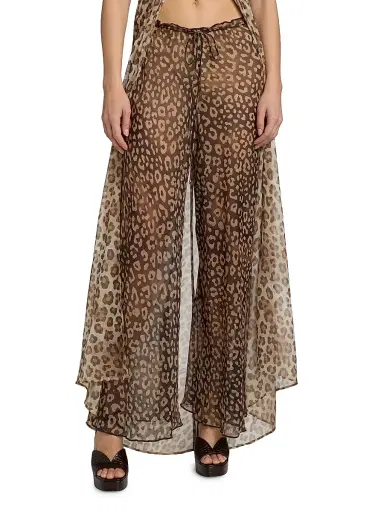 Ramy Brook Women's Alayna Leopard Print Cover-Up Pants - Dark Leopard - Size Large | Thumbnail 3