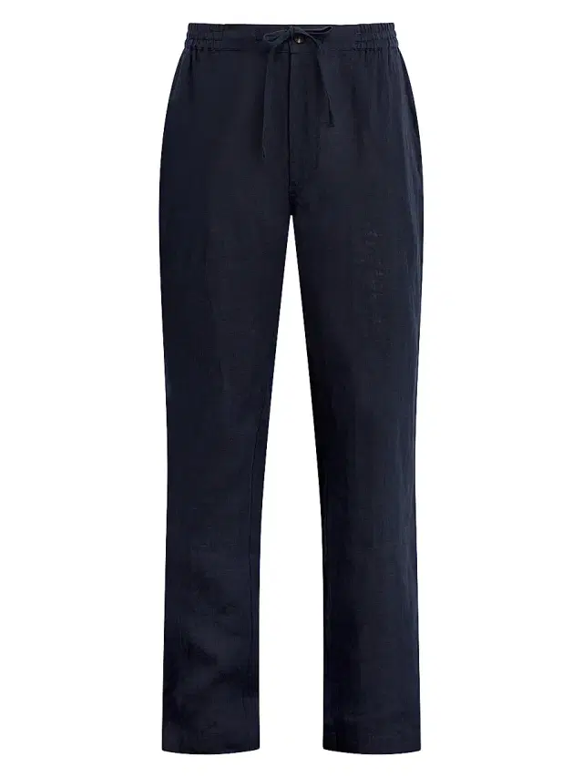 Men's Linen Drawstring Straight-Leg Pants - Baritone Blue
