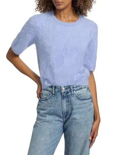 rag & bone Women's Jada Brushed Cashmere Crop Sweater - Light Blue | Thumbnail 3 rag & bone Women's Jada Brushed Cashmere Crop Sweater - Light Blue | Thumbnail 3