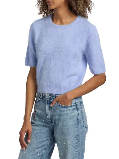 rag & bone Women's Jada Brushed Cashmere Crop Sweater - Light Blue | Thumbnail 4 rag & bone Women's Jada Brushed Cashmere Crop Sweater - Light Blue | Thumbnail 4
