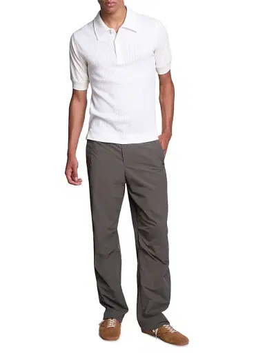 Dries Van Noten Men's Pointelle Knit Polo Shirt - Off White | Thumbnail 2