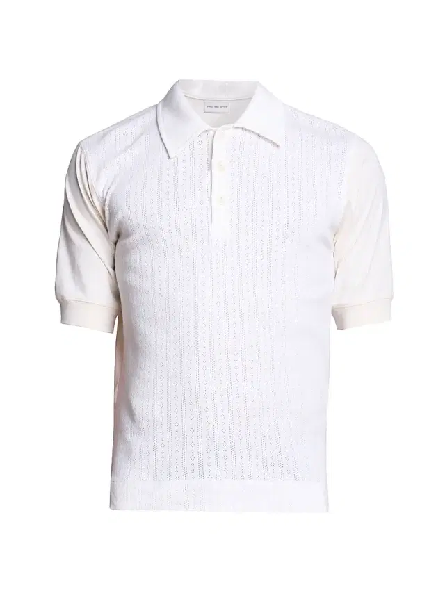 Dries Van Noten Men's Pointelle Knit Polo Shirt - Off White