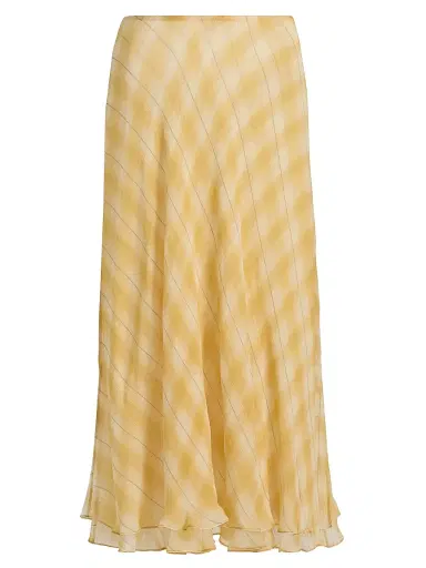 Ronny Kobo Women's Morrigan Shadow Plaid A-Line Maxi Skirt - Yellow Plaid - Size Small | Thumbnail 1