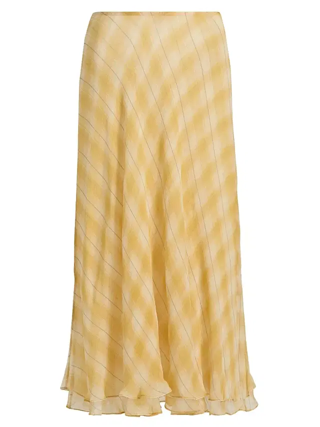 Women's Morrigan Shadow Plaid A-Line Maxi Skirt - Yellow Plaid