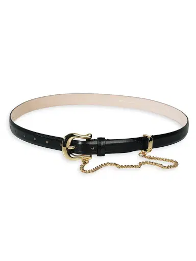 Déhanche Women's Luzia Goldtone Chain Leather Belt | Thumbnail 2 Déhanche Women's Luzia Goldtone Chain Leather Belt | Thumbnail 2