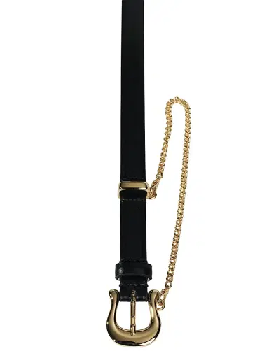 Déhanche Women's Luzia Goldtone Chain Leather Belt | Thumbnail 3 Déhanche Women's Luzia Goldtone Chain Leather Belt | Thumbnail 3