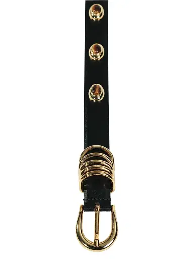 Déhanche Women's Hollyhock Embellished Leather Belt - Black Tigers Eye Gold - Size XL | Thumbnail 2 Déhanche Women's Hollyhock Embellished Leather Belt - Black Tigers Eye Gold - Size XL | Thumbnail 2
