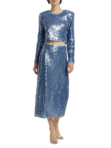Toccin Women's Leilani Sequined Midi-Skirt - Steel Blue Multi | Thumbnail 2 Toccin Women's Leilani Sequined Midi-Skirt - Steel Blue Multi | Thumbnail 2