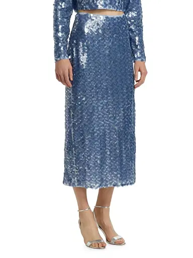 Toccin Women's Leilani Sequined Midi-Skirt - Steel Blue Multi | Thumbnail 4 Toccin Women's Leilani Sequined Midi-Skirt - Steel Blue Multi | Thumbnail 4