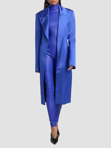 LaQuan Smith Women's Peak-Lapel Satin Evening Coat | Thumbnail 2 LaQuan Smith Women's Peak-Lapel Satin Evening Coat | Thumbnail 2