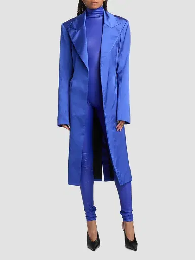 LaQuan Smith Women's Peak-Lapel Satin Evening Coat | Thumbnail 3 LaQuan Smith Women's Peak-Lapel Satin Evening Coat | Thumbnail 3