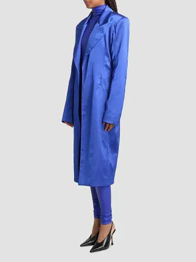 LaQuan Smith Women's Peak-Lapel Satin Evening Coat | Thumbnail 4 LaQuan Smith Women's Peak-Lapel Satin Evening Coat | Thumbnail 4