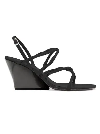 Proenza Schouler Women's Twisted Strap Leather Wedge Sandals - Black | Thumbnail 1 Proenza Schouler Women's Twisted Strap Leather Wedge Sandals - Black | Thumbnail 1