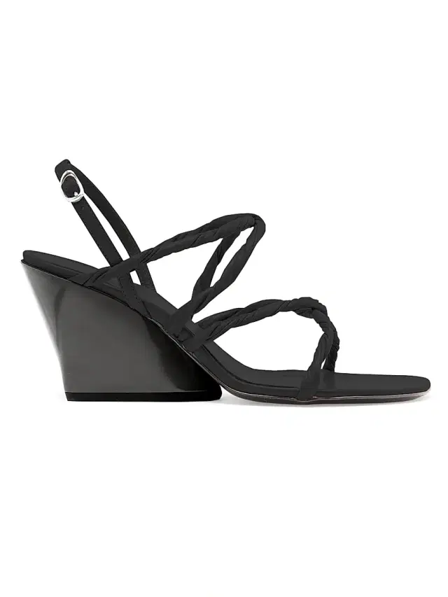 Proenza Schouler Women's Twisted Strap Leather Wedge Sandals - Black