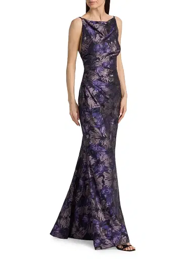 Amsale Women's Floral Pleated Sleeveless Gown | Thumbnail 2