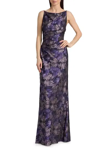Amsale Women's Floral Pleated Sleeveless Gown | Thumbnail 3