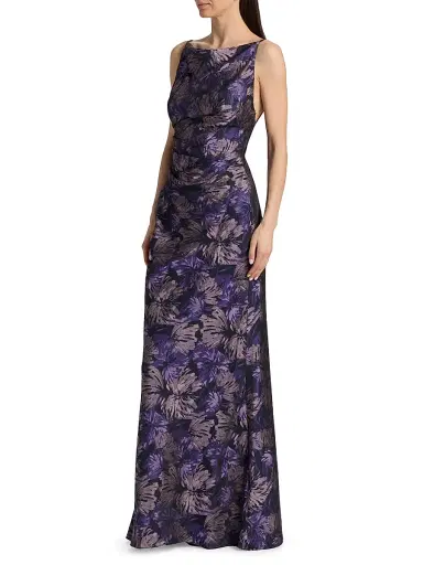 Amsale Women's Floral Pleated Sleeveless Gown | Thumbnail 4