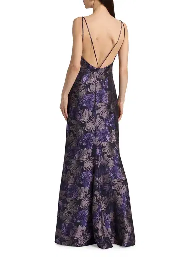 Amsale Women's Floral Pleated Sleeveless Gown | Thumbnail 5