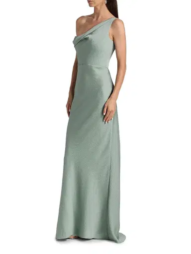 Amsale Women's Hammered Satin One-Shoulder Gown - Jade | Thumbnail 4