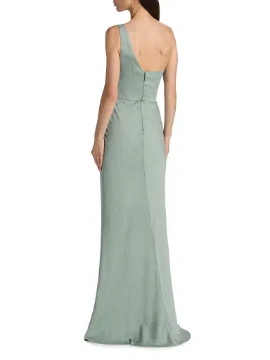 Amsale Women's Hammered Satin One-Shoulder Gown - Jade | Thumbnail 5