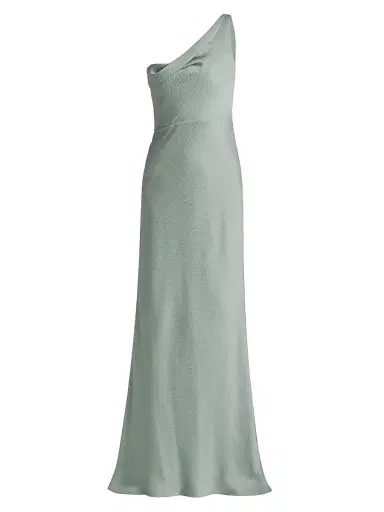 Amsale Women's Hammered Satin One-Shoulder Gown - Jade | Thumbnail 1