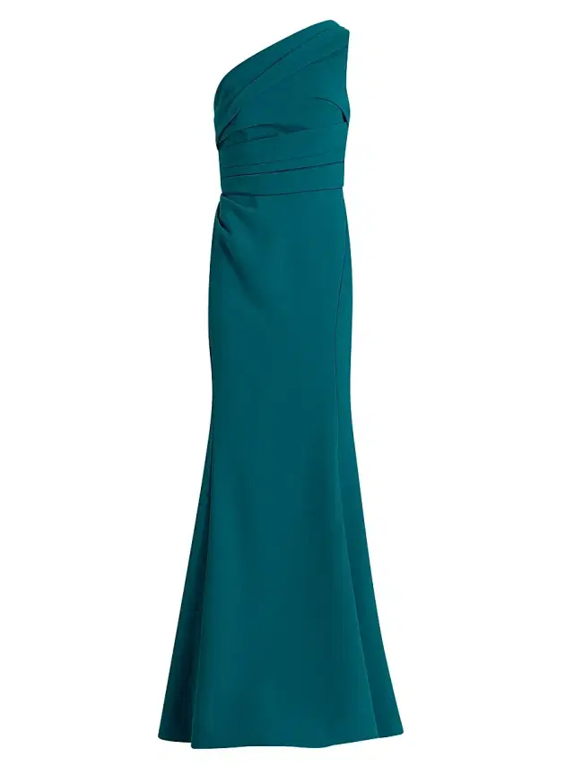 Amsale Women's Draped One-Shoulder Gown - Teal