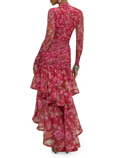 PatBo Women's Peony Floral Mesh Bodysuit - Red - Size XS | Thumbnail 3