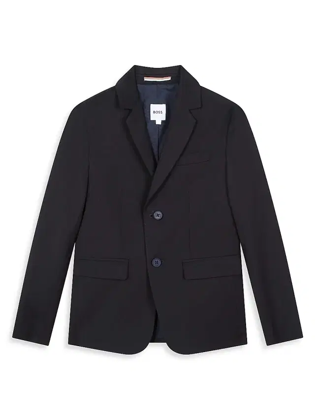 BOSS Little Boy's & Boy's Notch Lapel Wool-Blend Suit Jacket - Navy