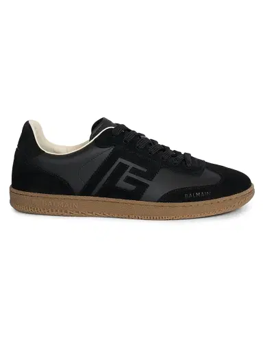 Balmain Men's Swan Leather Low-Top Sneakers - Noir | Thumbnail 1