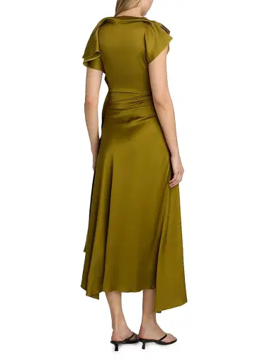 Victoria Beckham Women's Drape Bias-Cut Midi-Dress - Moss - Size 4 | Thumbnail 5