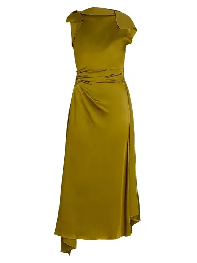 Victoria Beckham Women's Drape Bias-Cut Midi-Dress - Moss - Size 4 | Thumbnail 1
