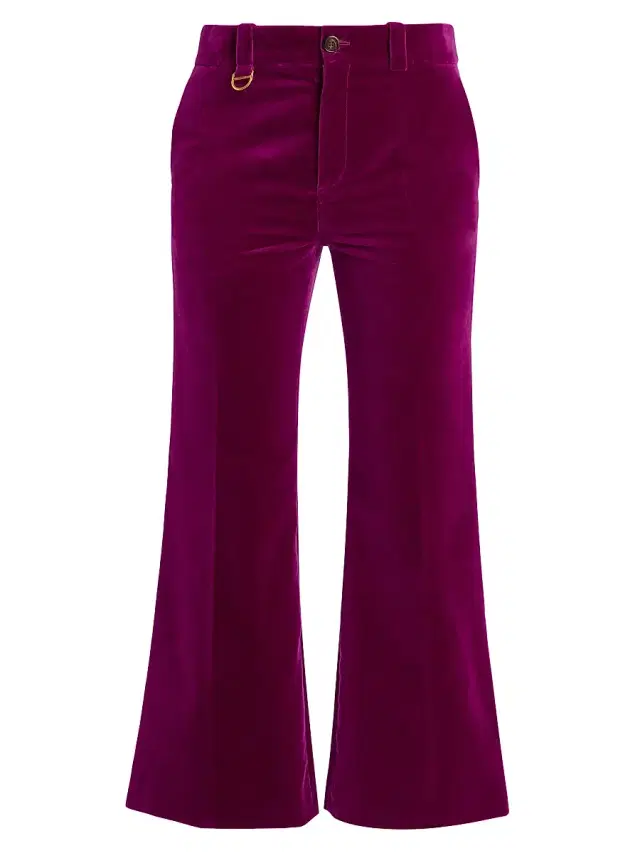 Chloé Women's Cotton Velvet Crop Pants - Pansy Purple