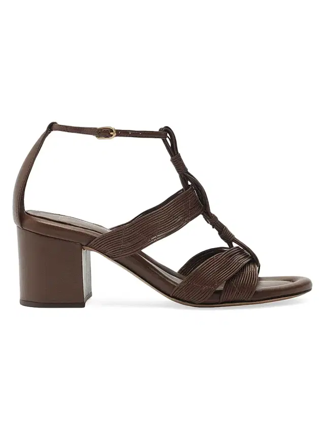 Alexandre Birman Women's Olga 0MM Leather Block-Heel Sandals - Rich Brown