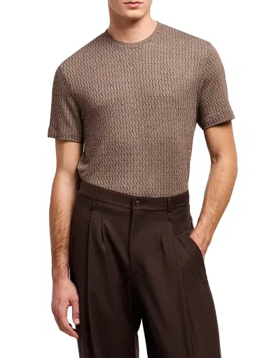 Giorgio Armani Men's Geo Pattern Jersey T-Shirt | Thumbnail 3