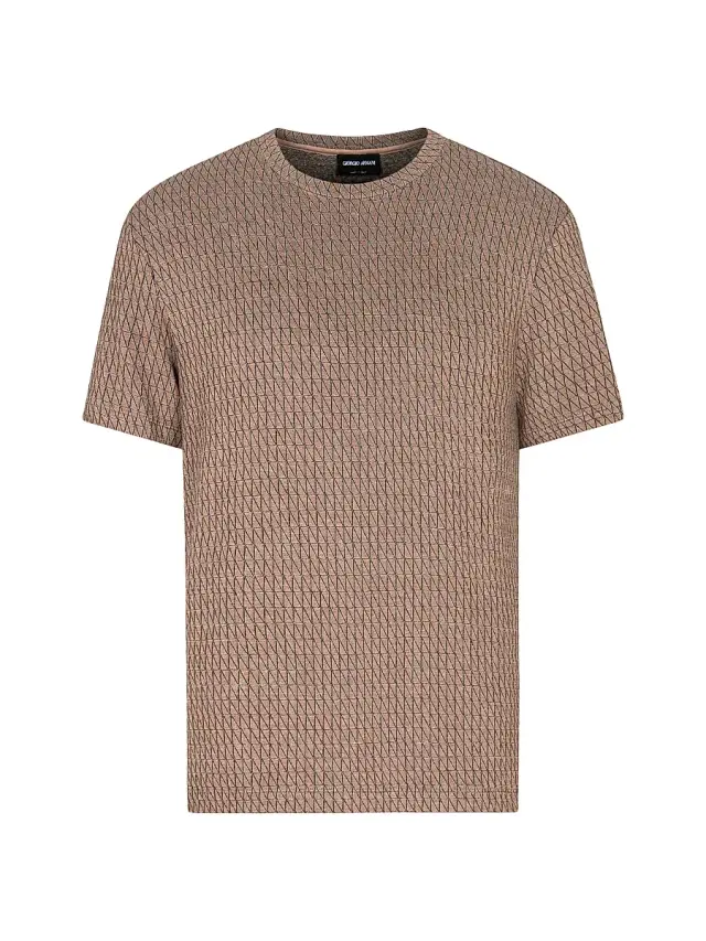 Giorgio Armani Men's Geo Pattern Jersey T-Shirt - Barley Fancy