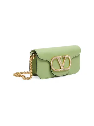 Valentino Garavani Women's Locò Small Shoulder Bag with Jewel Logo - Mint Crystal | Thumbnail 3