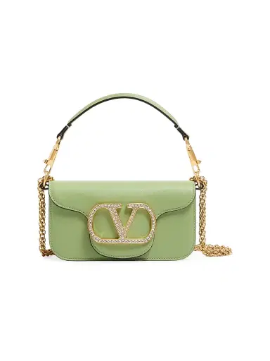 Valentino Garavani Women's Locò Small Shoulder Bag with Jewel Logo - Mint Crystal | Thumbnail 1