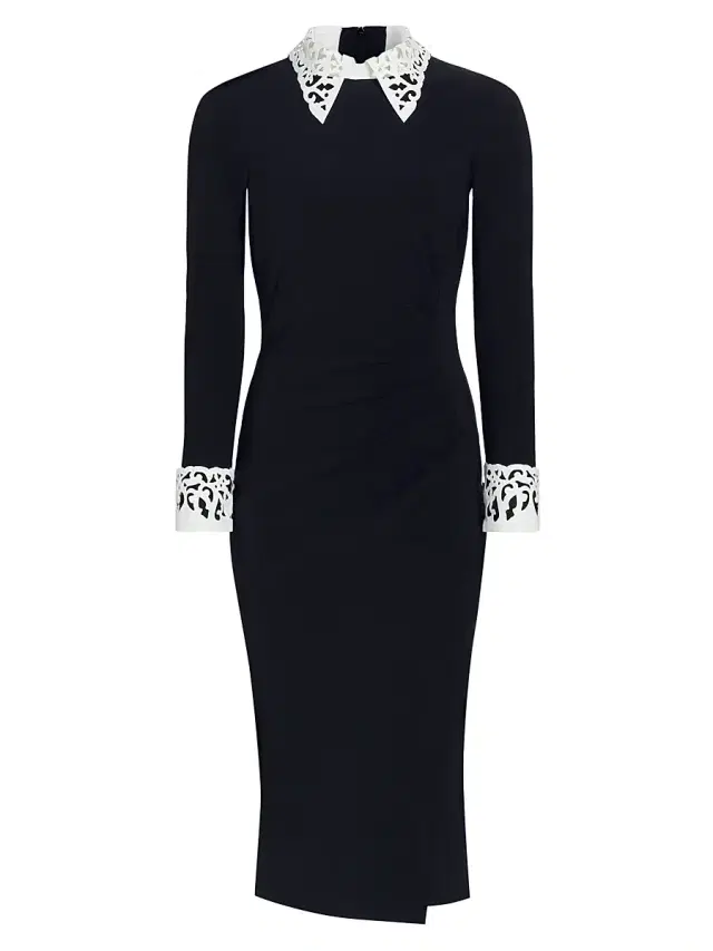 Chiara Boni La Petite Robe Women's Duchi Laser-Cut Trim Cocktail Dress - Black White