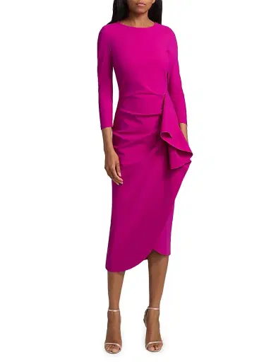 Chiara Boni La Petite Robe Women's Gathered Side Midi-Dress - Ciclamino - Size 16 | Thumbnail 2