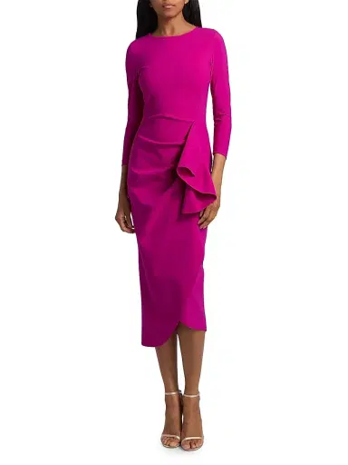 Chiara Boni La Petite Robe Women's Gathered Side Midi-Dress - Ciclamino - Size 16 | Thumbnail 3