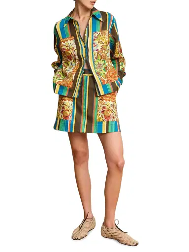 ALÉMAIS Women's Charlie Graphic Linen Miniskirt - Size 4 | Thumbnail 2